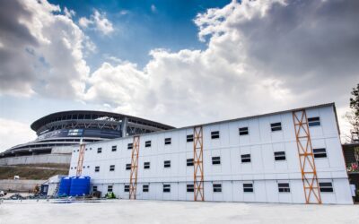Çok katlı konteyner ofis ve şantiye yerleşkesi dış görünüm